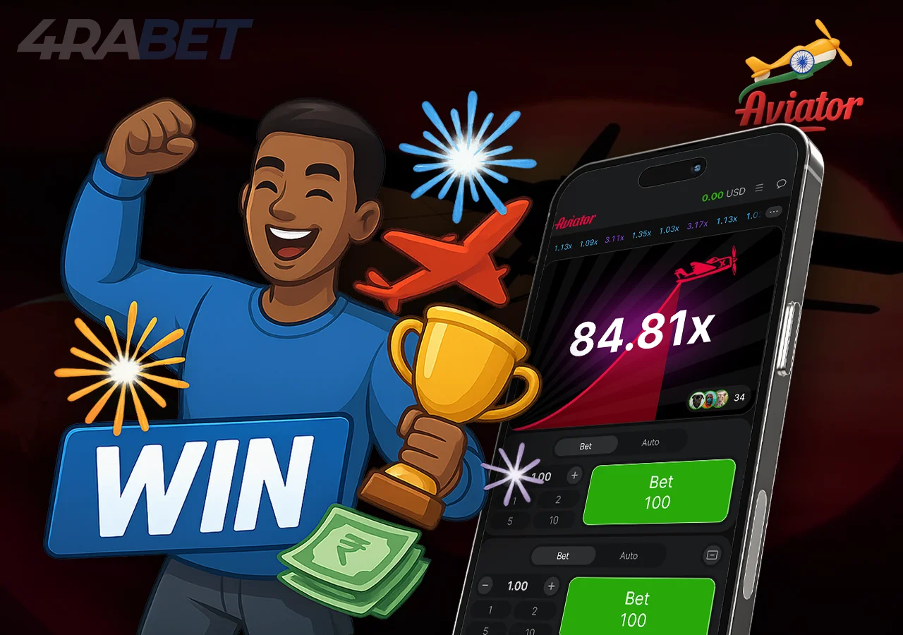 Aviator game page and the winning man